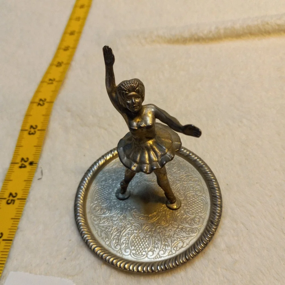 Vintage Silver Plated Ballerina Ring Tray Jewelry Holder Trinket Display Dish